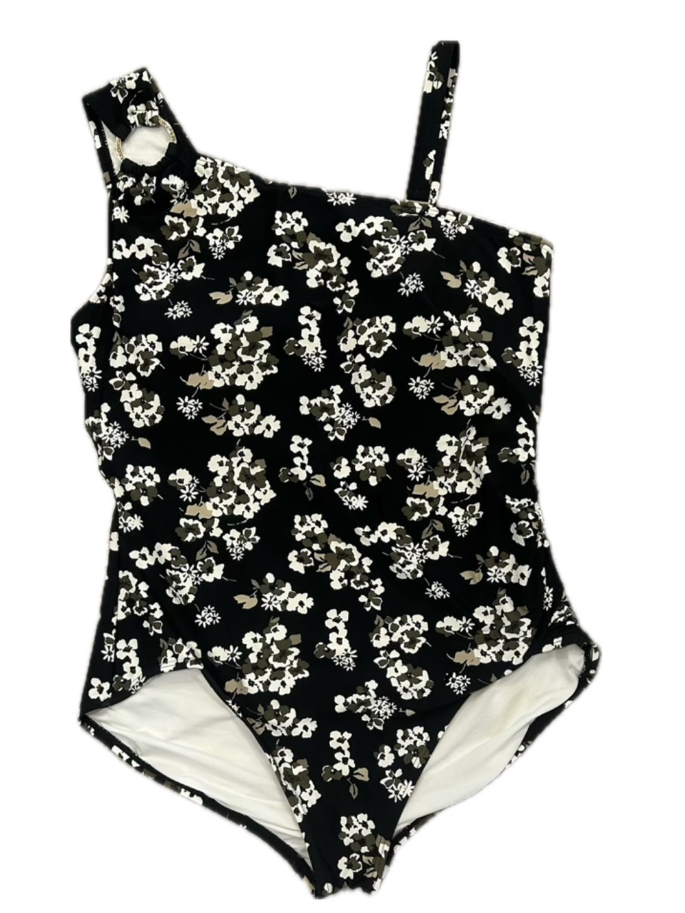 Michael Kors Black Floral One-Shoulder One-Piece Swimsuit Plus Size 20W